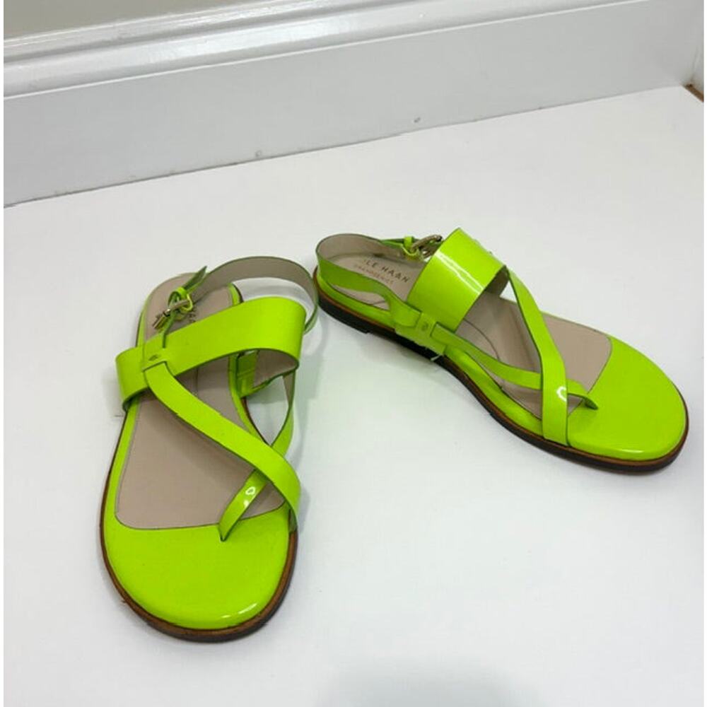 Cole Haan Grandseries Leather Sole Sandals – Neon Yellow Sz9.5B NWOT - Picture 2 of 5